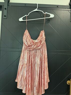 Lena Iridescent Rose Pink Knot-Front Dress